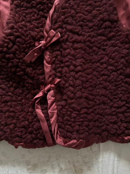 sula - wrap tie vest - big fluffy - conker red