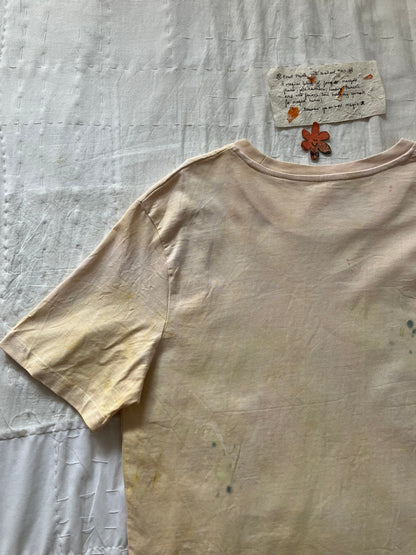 EIRINN HAYHOW - FOREST FAIRIE WITH SNAIL AND SUN TSHIRT 1 with bio flower patch