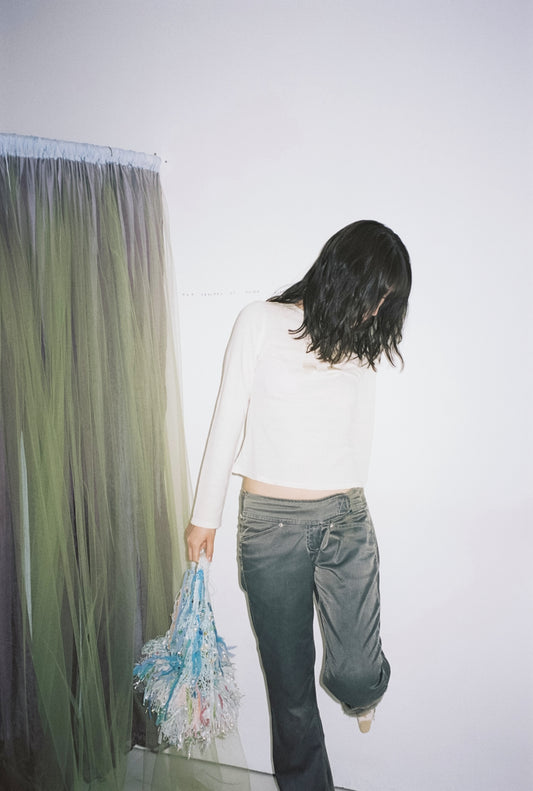 AZUR - Raw Silk Long Sleeve Tee + Offcuts - Undyed (light beige)