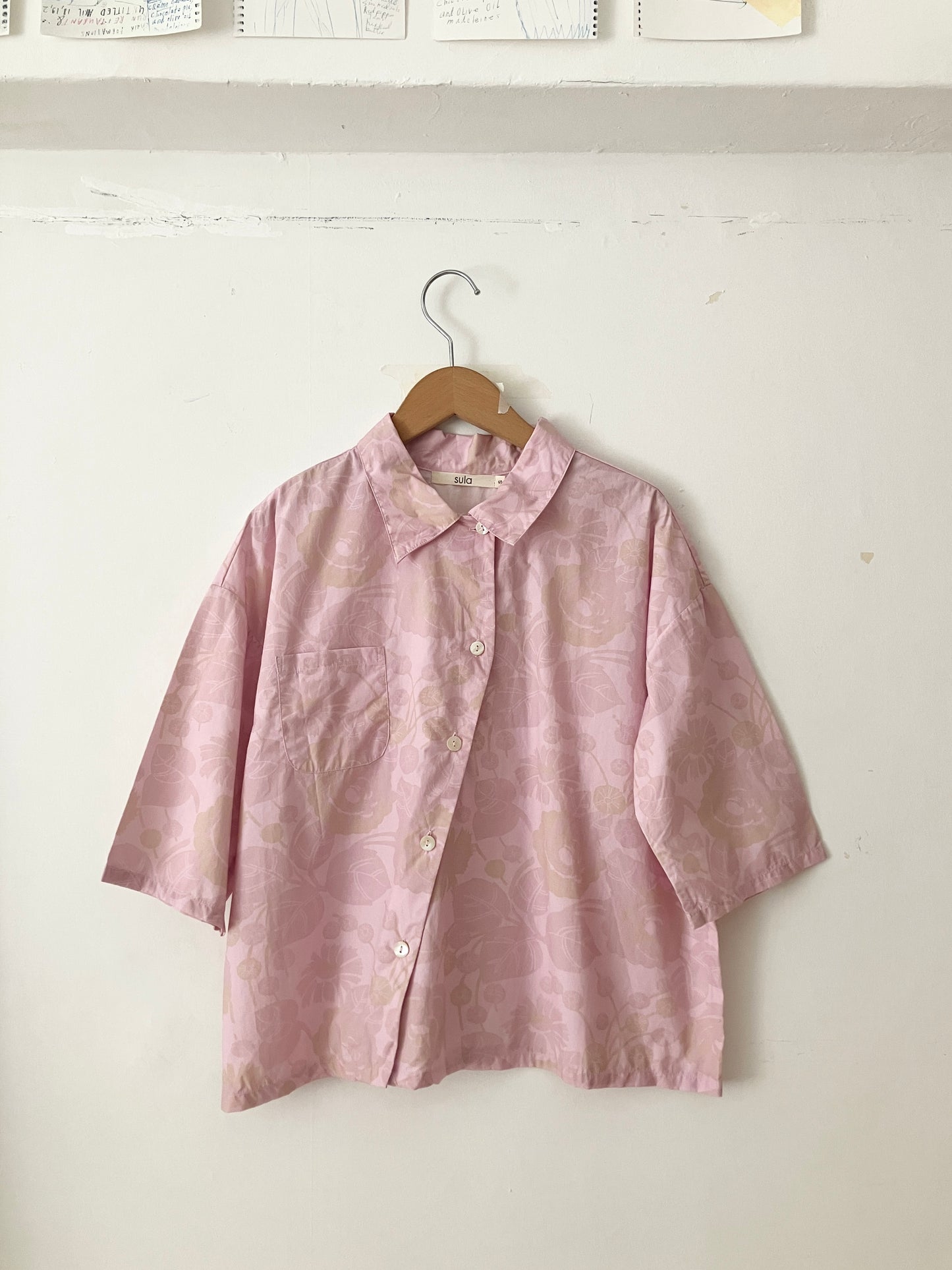 sula - clean new shirt - pink rose print