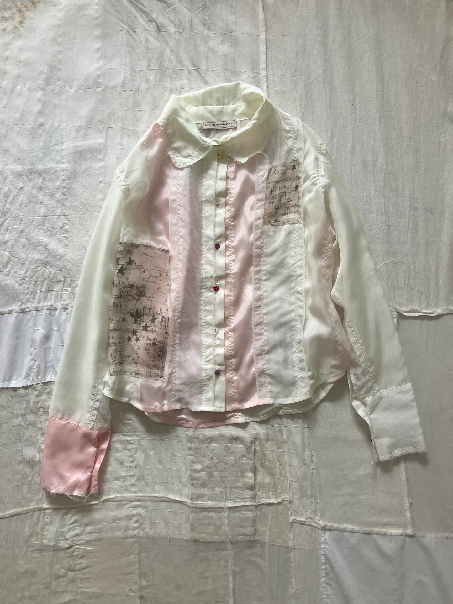 garbage core - SEMISHEER PATCHWORK SHIRT