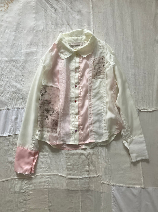 garbage core - SEMISHEER PATCHWORK SHIRT