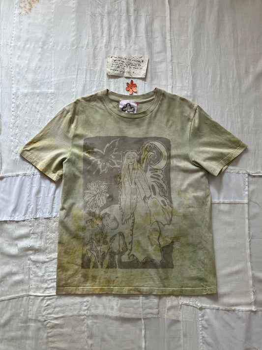 EIRINN HAYHOW - FLOWER FAIRIE WITH MOON AND BUTTERFLY TSHIRT 1 with bio flower patch