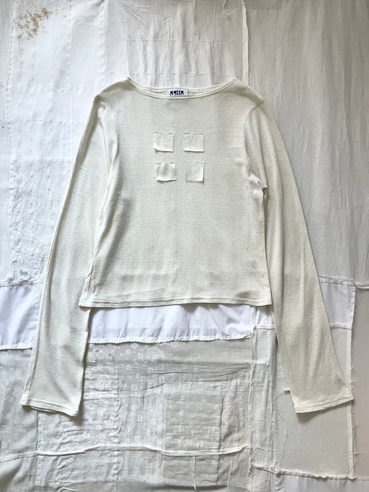 AZUR - Raw Silk Long Sleeve Tee + Offcuts - Undyed (light beige)