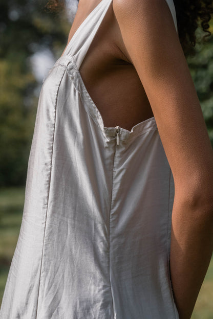 sula - wide strap dress - silver peony