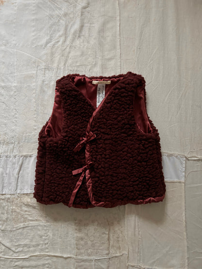 sula - wrap tie vest - big fluffy - conker red