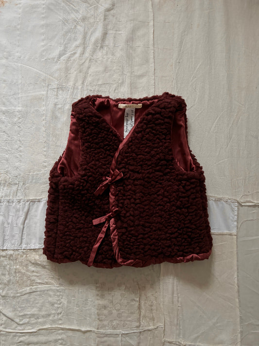 sula - wrap tie vest - big fluffy - conker red