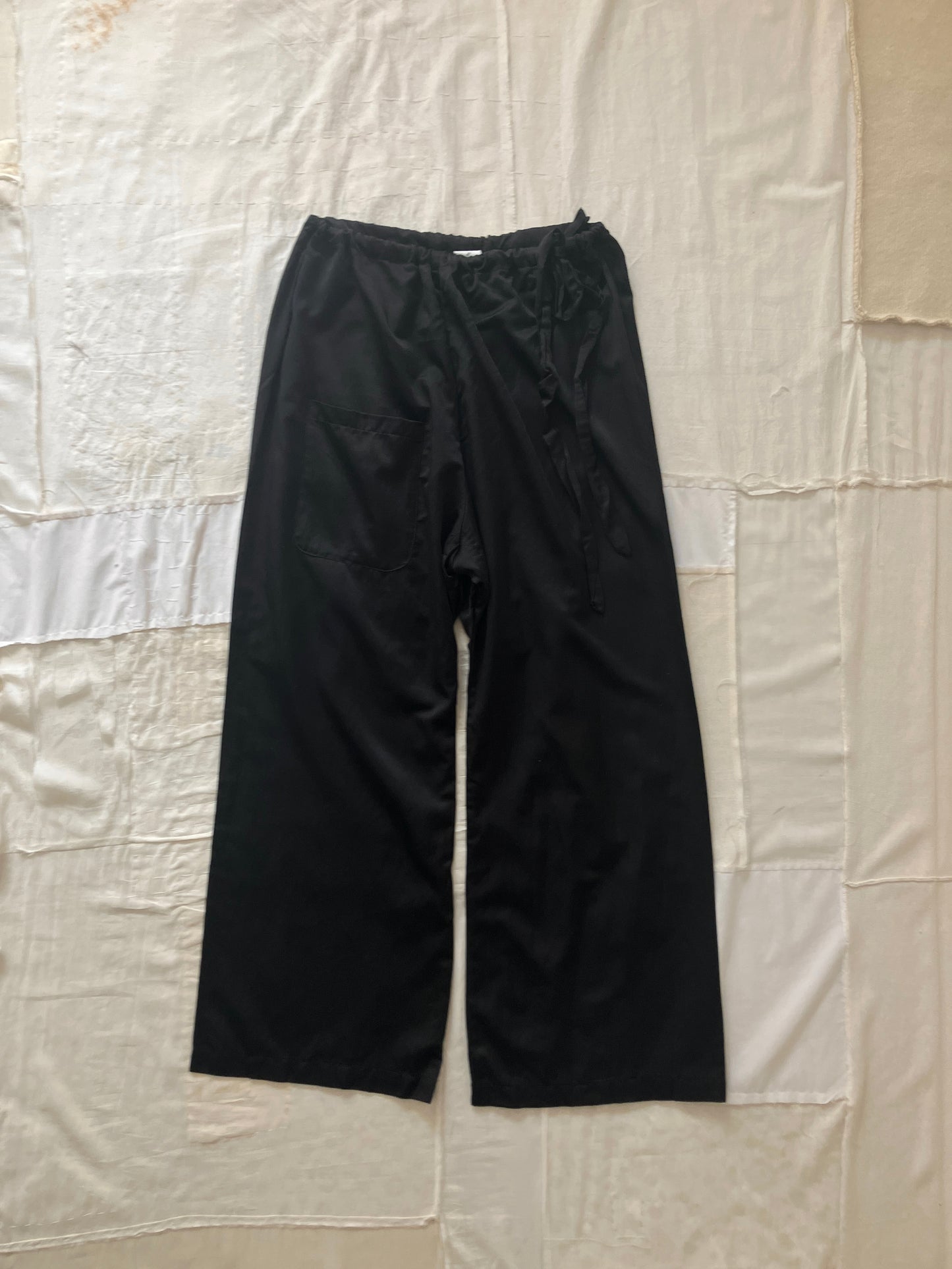 sula - wide leg japan pants - silk cotton satin - anthracite