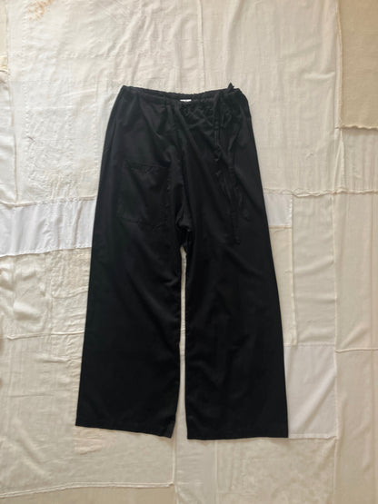 sula - wide leg japan pants - silk cotton satin - anthracite