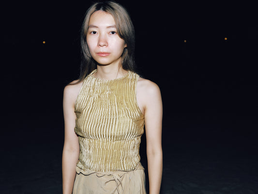 AZUR - Plissé Silk Tank Top - Pistachio