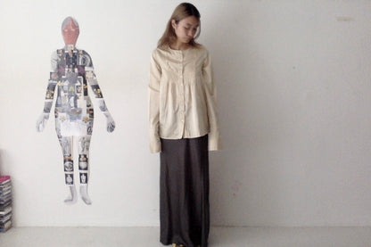 sula - new washed shirt - silk cotton satin - oyster white