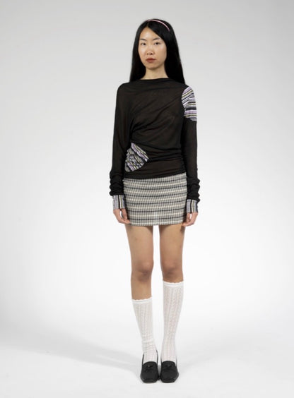 garbage core - ASYMMETRIC KNITTED TEE
