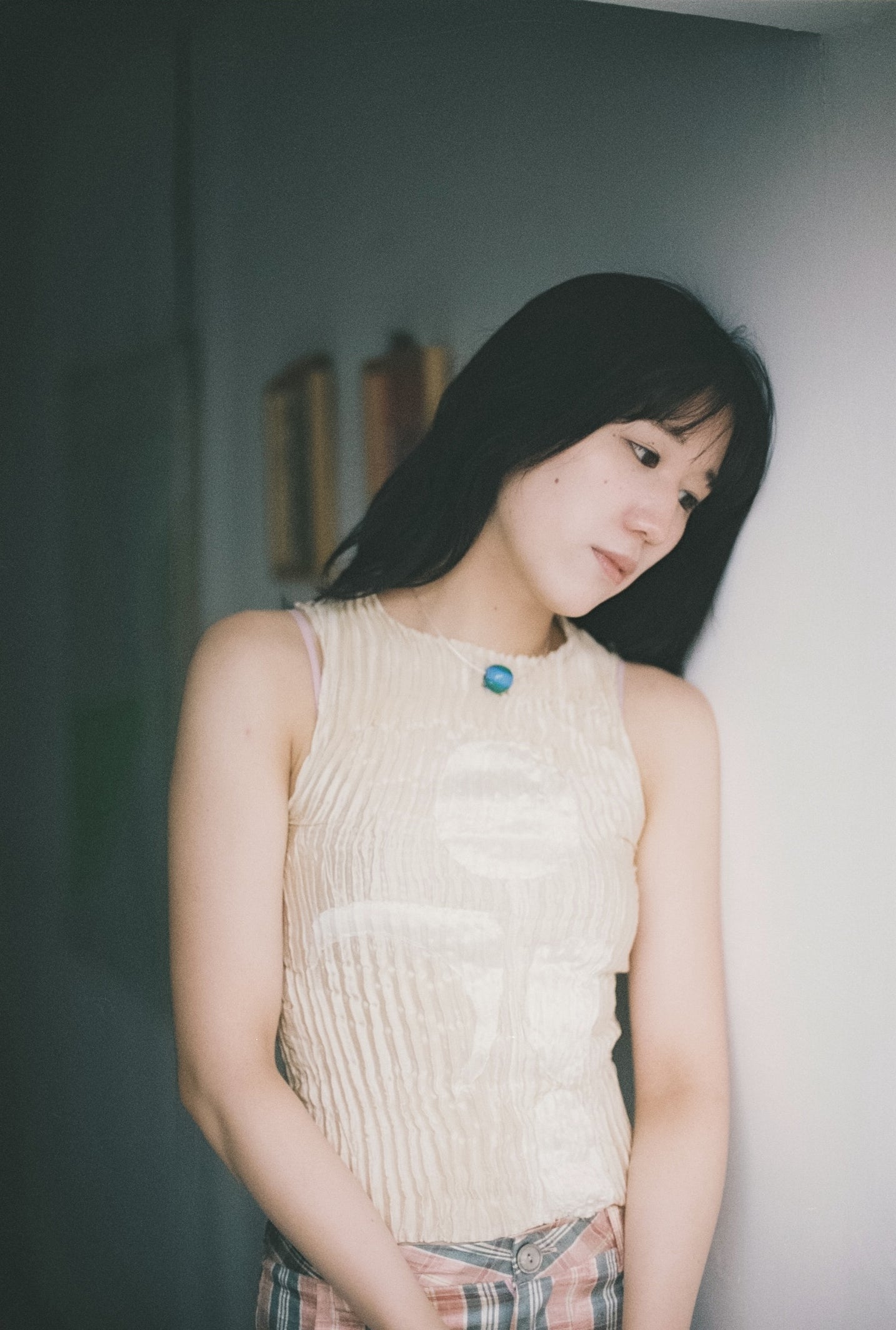 AZUR - Plissé Satin Silk Appliqué Tank Top - Off white + White