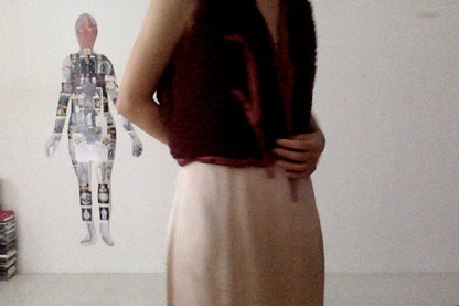 sula - wrap tie vest - big fluffy - conker red