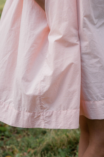 sula - gathered dress - tiny orange check