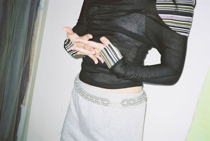 garbage core - ASYMMETRIC KNITTED TEE