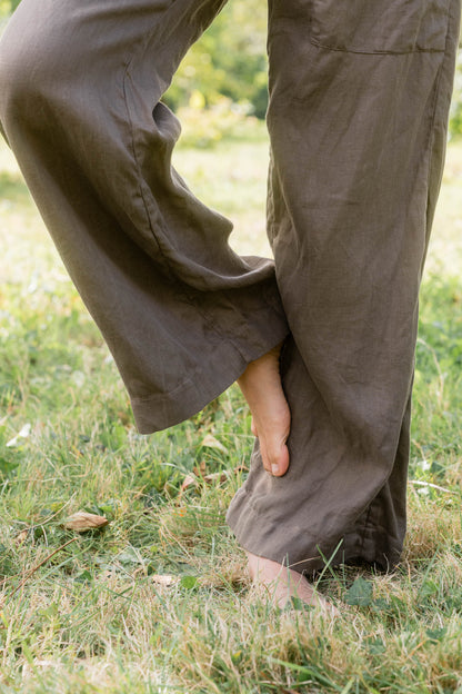 sula - flare pants linen twil - pearl blue