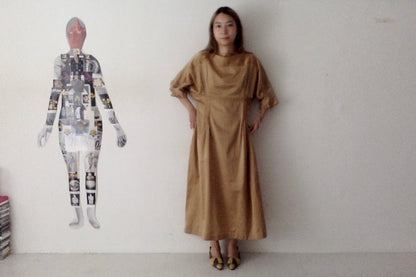 sula - doris dress - silk cotton satin - curry
