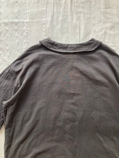 sula - round collar blouse - cotton voile - beluga