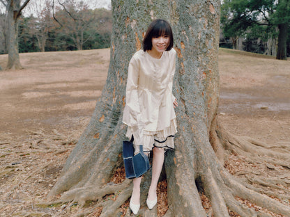 sula - pleat shirt silk cotton satin - eggnog