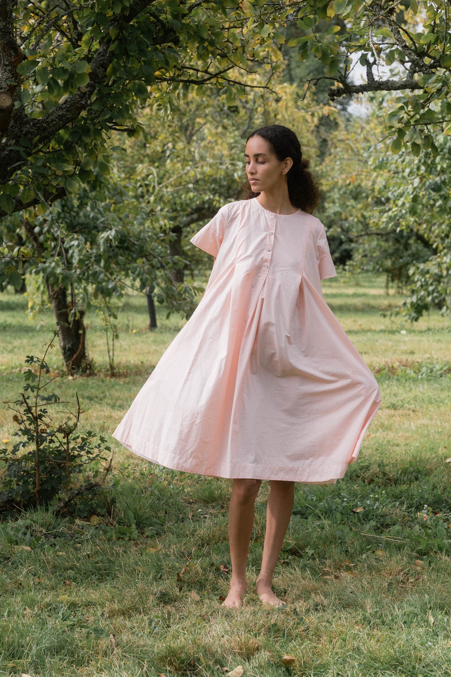sula - dolls dress - cotton - tiny orange check