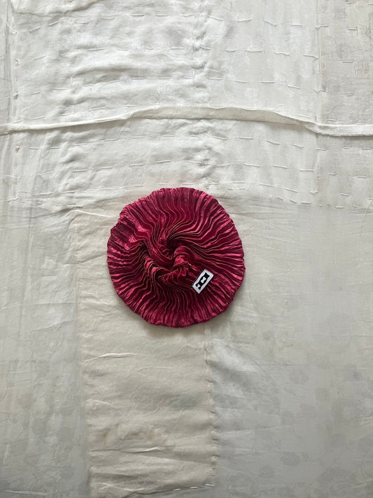 AZUR - Plissé Satin Silk Scrunchie - Fuchsia