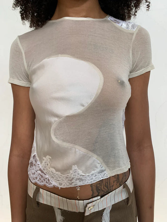 garbage core - LACES INTARSIO TEE