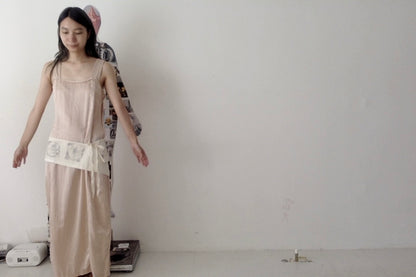 sula - wide strap dress - silver peony