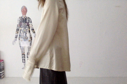 sula - new washed shirt - silk cotton satin - oyster white