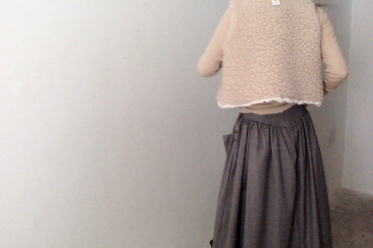 sula - wrap tie vest - big fluffy - crystal grey