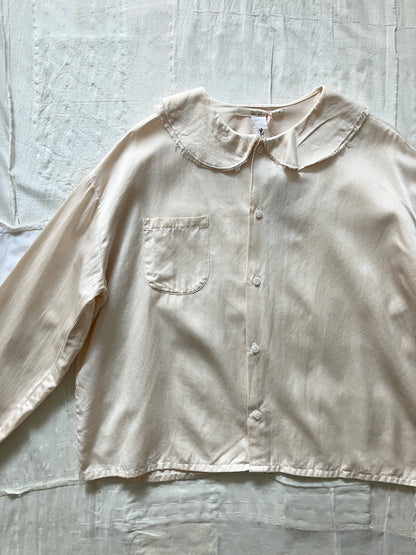 sula - pucked collar blouse - silk cotton satin - egg nog