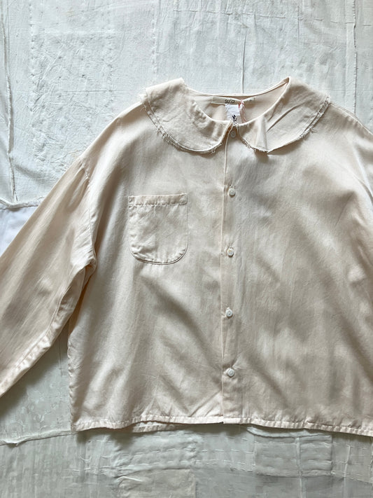 sula - pucked collar blouse - silk cotton satin - egg nog