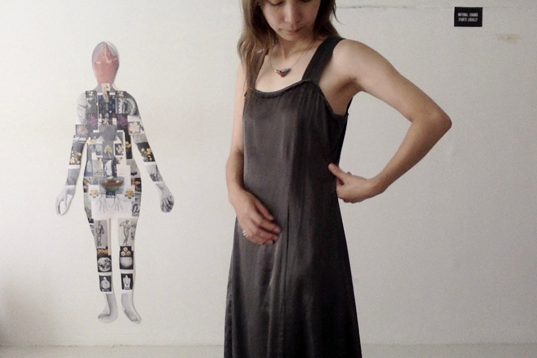 sula - wide strap dress - gunmetal
