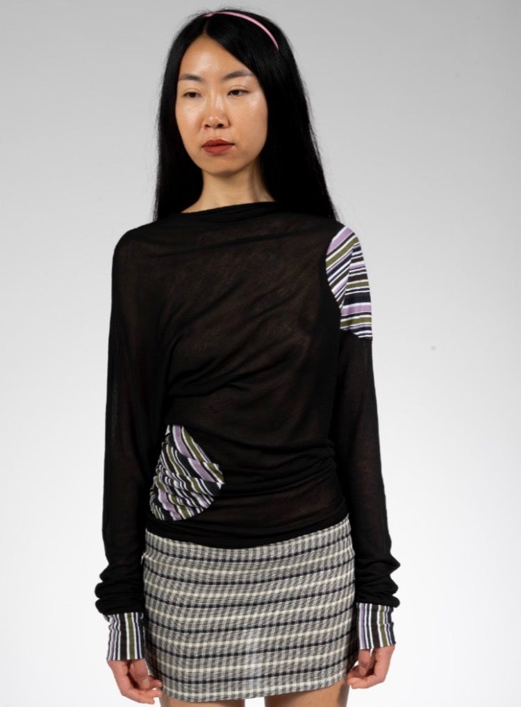 garbage core - ASYMMETRIC KNITTED TEE