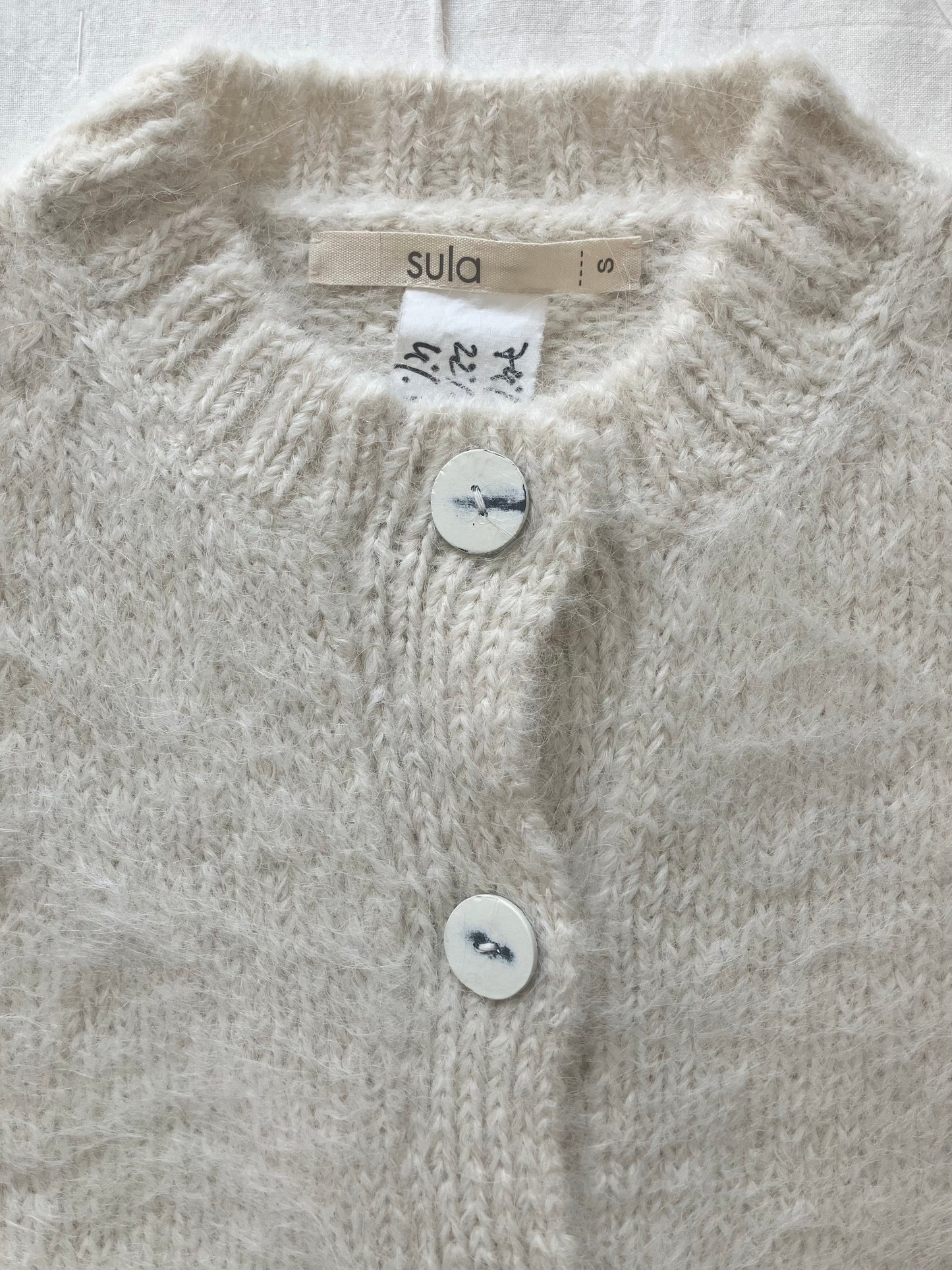 sula - fluffy alpaca nickel cardi - cream
