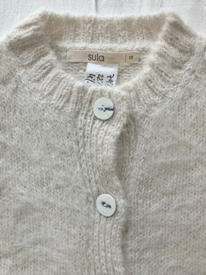 sula - fluffy alpaca nickel cardi - cream