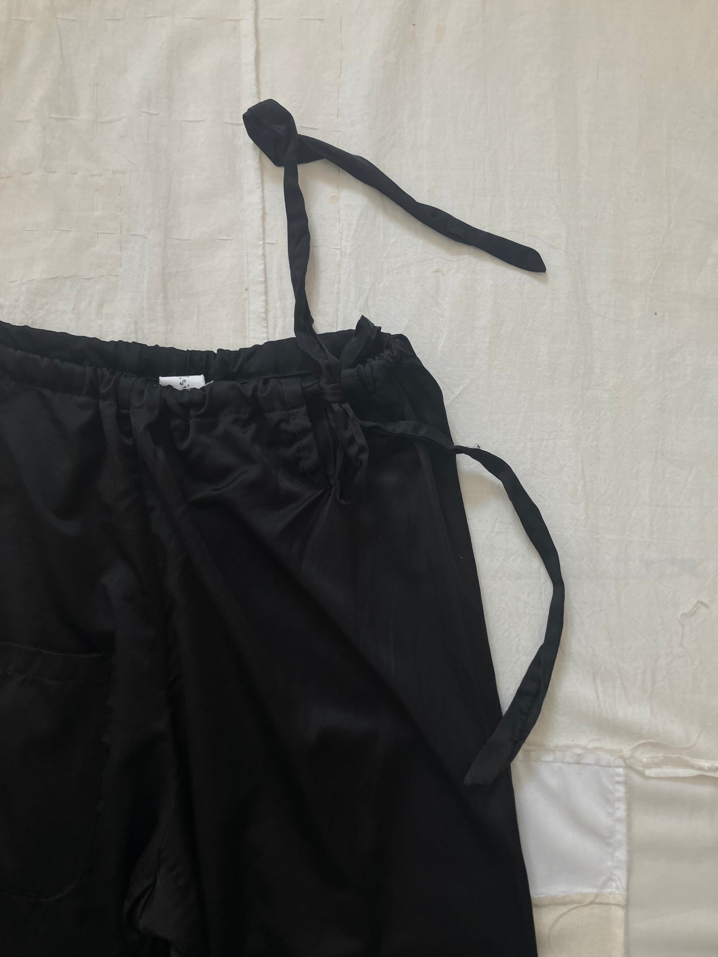 sula - wide leg japan pants - silk cotton satin - anthracite