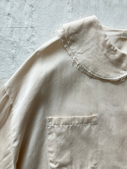 sula - pucked collar blouse - silk cotton satin - egg nog