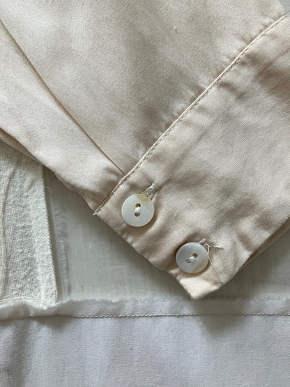 sula - pucked collar blouse - silk cotton satin - egg nog