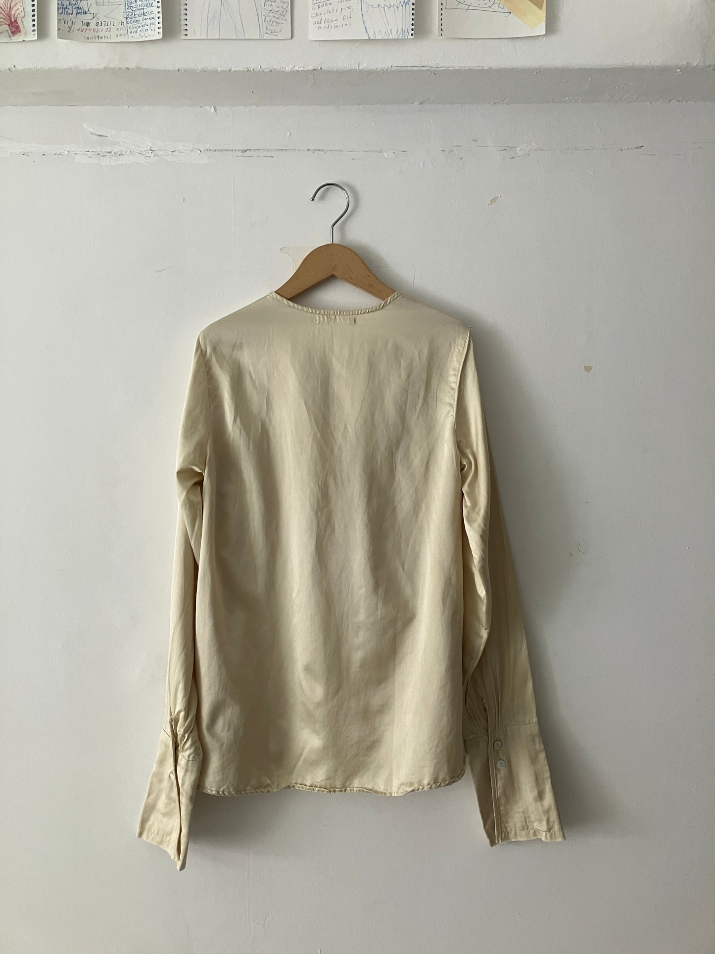 sula - new washed shirt - silk cotton satin - oyster white