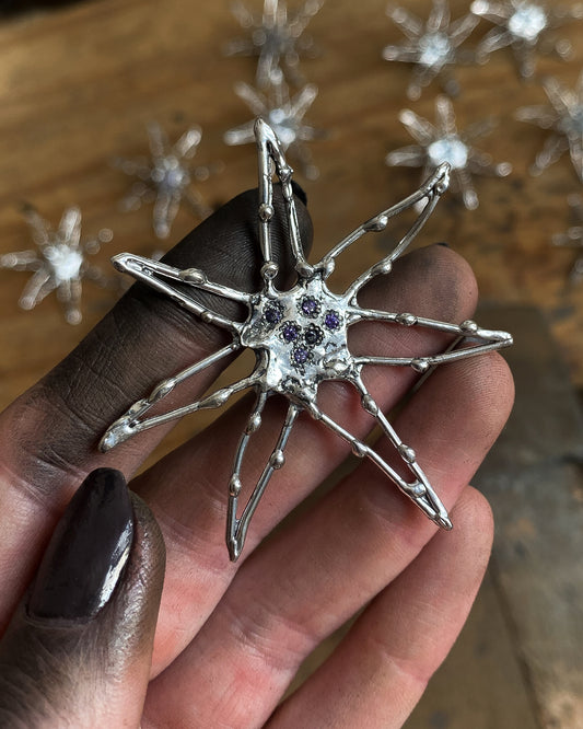 Romane Prunières - SPUR ROWEL EARRING with Amethyst Stones