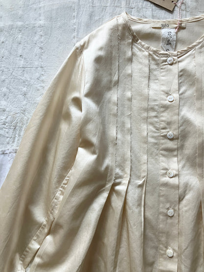 sula - pleat shirt silk cotton satin - eggnog
