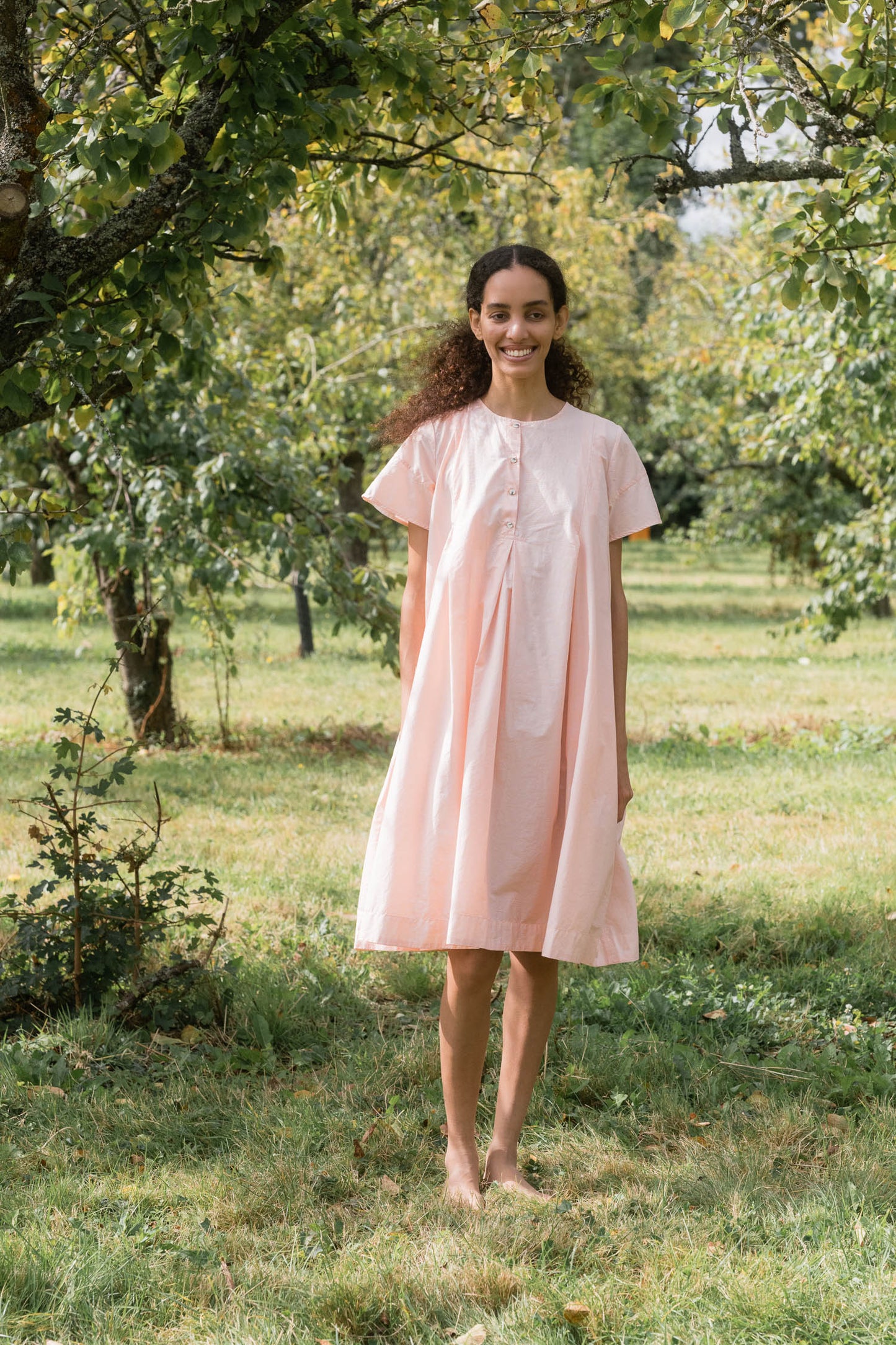 sula - dolls dress - cotton - tiny orange check