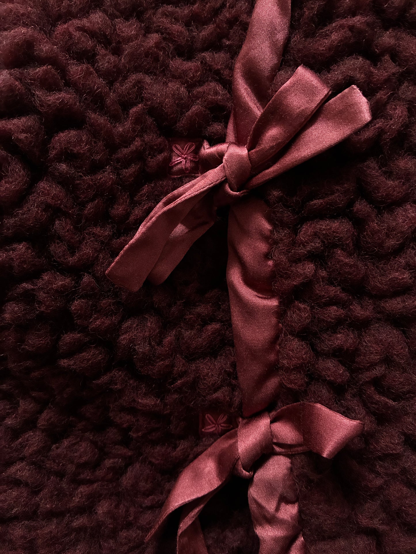 sula - wrap tie vest - big fluffy - conker red