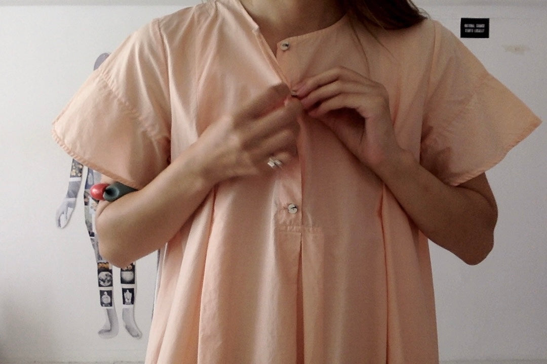 sula - dolls dress - cotton - tiny orange check