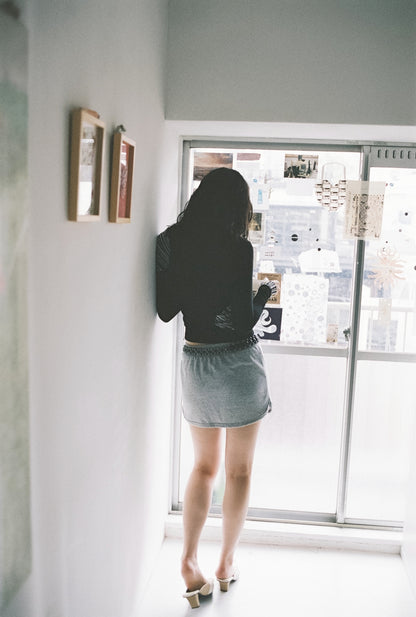 garbage core - ASYMMETRIC KNITTED TEE