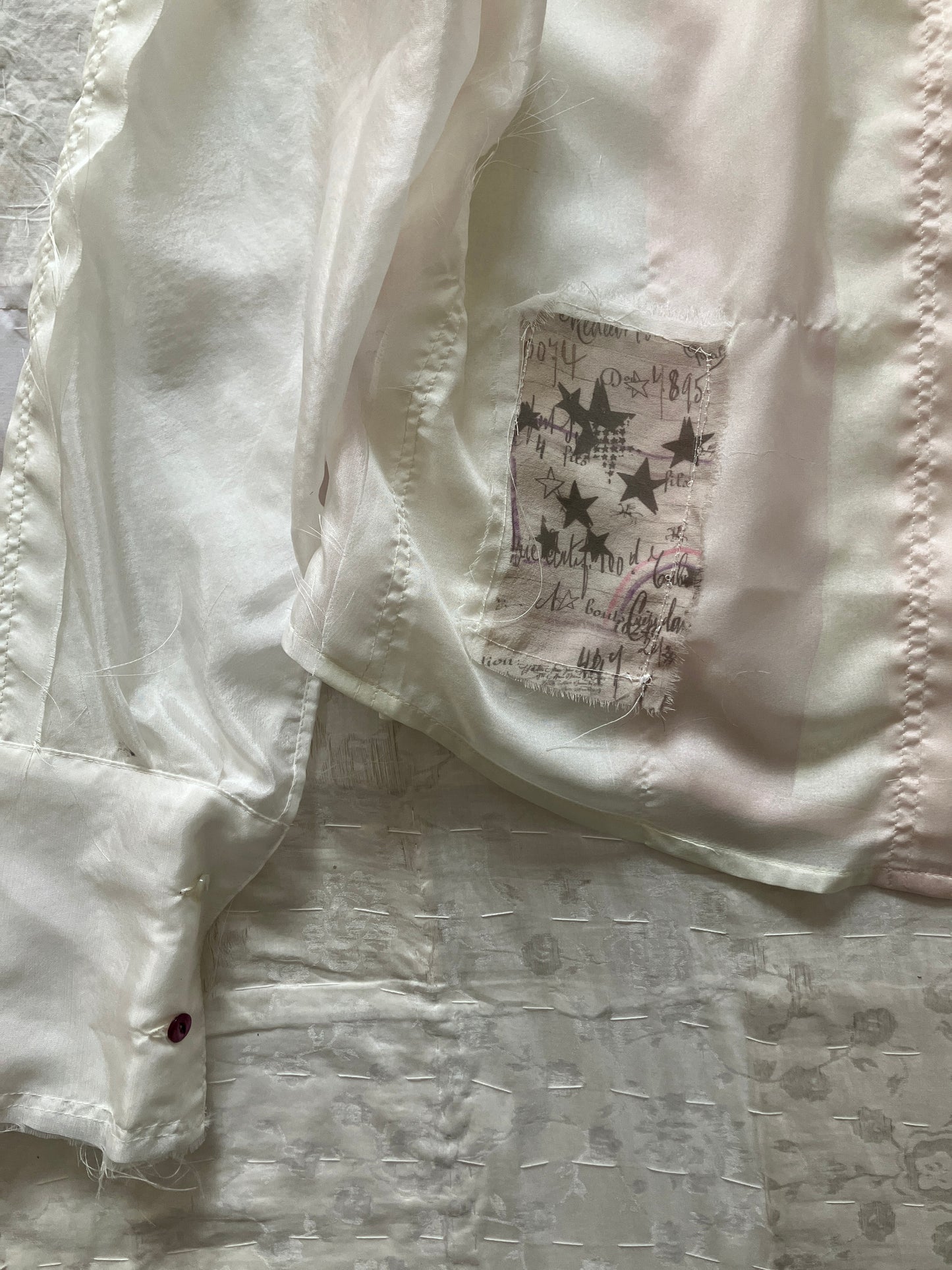 garbage core - SEMISHEER PATCHWORK SHIRT