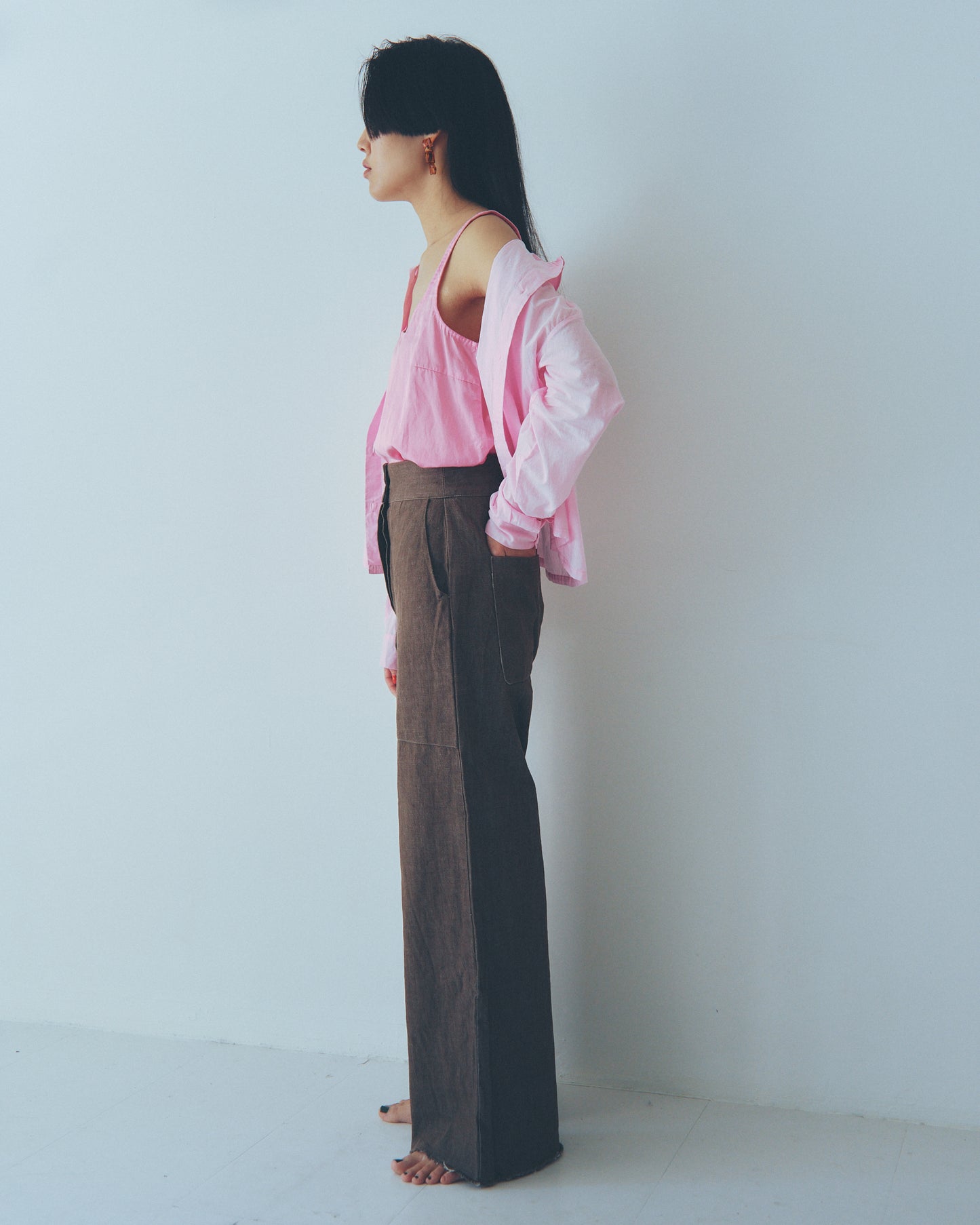 sula - round collar shirt - cambric - pink