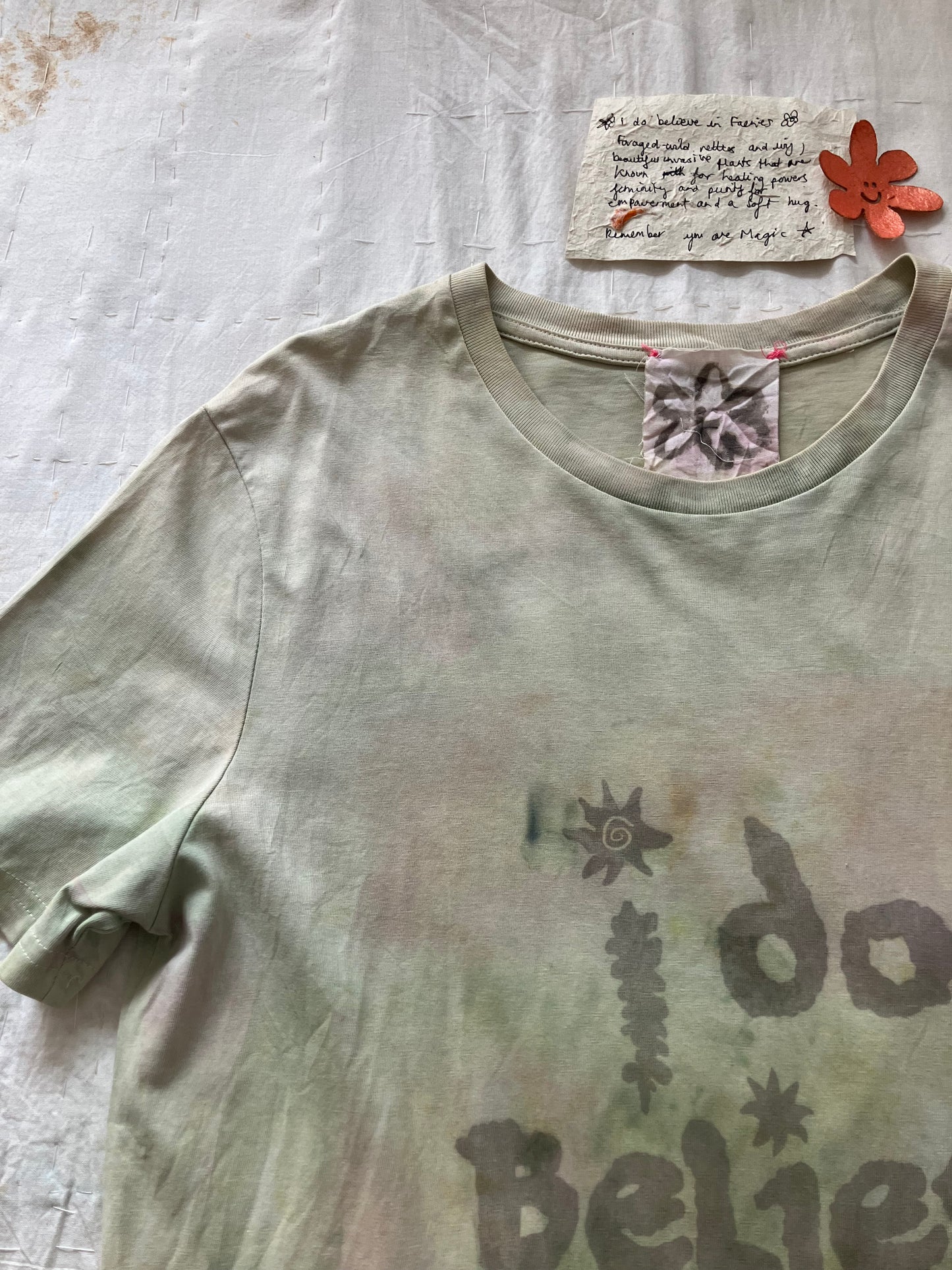 EIRINN HAYHOW - I DO BELIEVE IN FAERIES TSHIRT 1 with bio flower patch