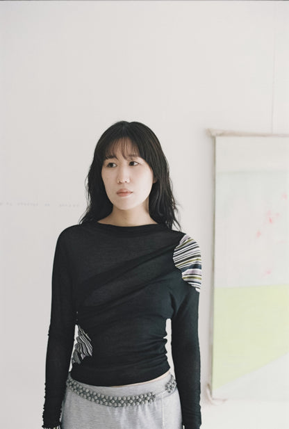 garbage core - ASYMMETRIC KNITTED TEE